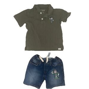 Little Boys 2t 3t Embroidered Gap Pixar Polo And Blue Jean Shorts (AE15)
